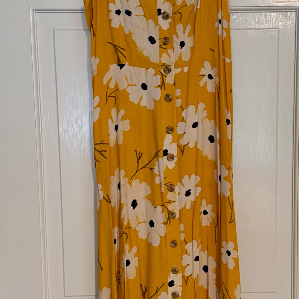 Madewell Yellow and ivory floral midi dress Size 2